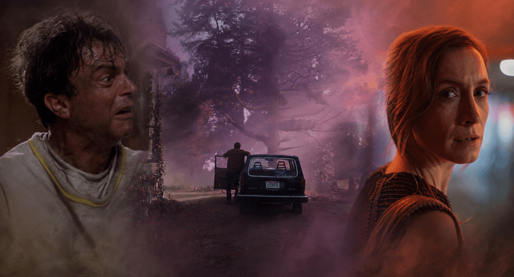 Cosmic horror scenes from In the Mouth of Madness, Color Out of Space, and Aniara